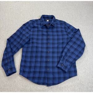 Thomas Dean Shirt Jacket Men L Blue Plaid Button Up Insulated Long Sleeve Casual